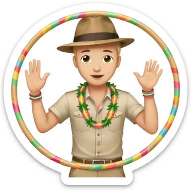 Travis wearing a fedora and dancing with hula hoop  sticker