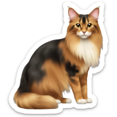 Somali Cat Breed Full Body calico long hair sticker