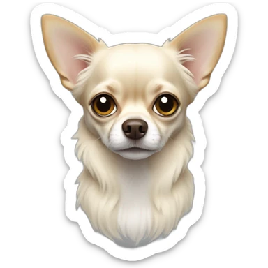 chihuahua longcoat white with dead eyes sticker
