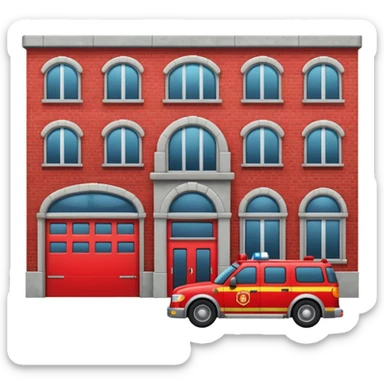 fire department building with firefighter car near sticker