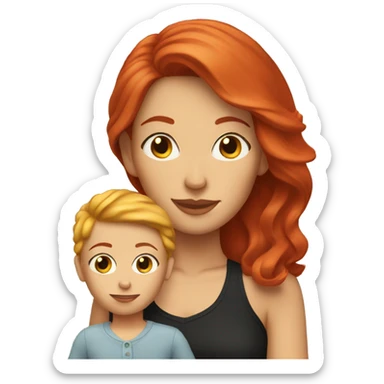 Mom with red hair and blonde toddler  sticker
