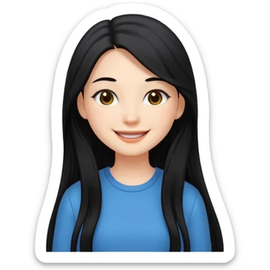 Girl with black and long hair with aesthetic clothes  sticker