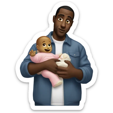 diddy holding baby oil and baby sticker