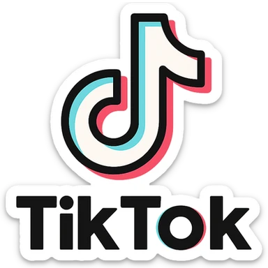 official TikTok logo in 2D, matching the real logo exactly, with TikTok's colors black, white, cyan, pink, transparent background, no added elements, for Discord role icon sticker