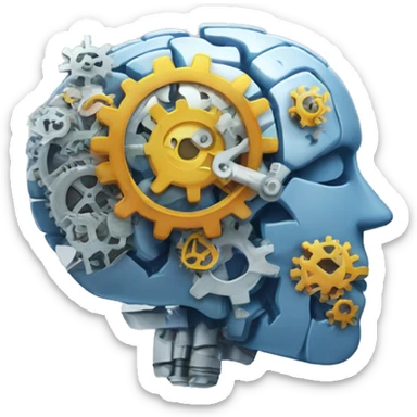 technological brain with working cogs sticker