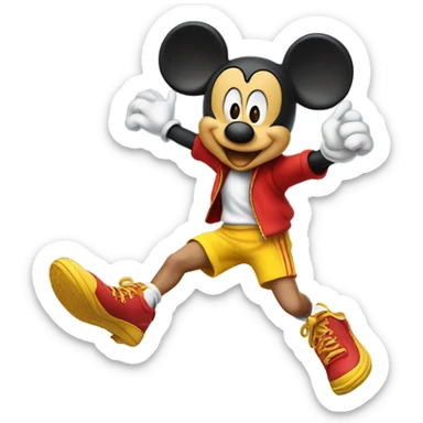 Mickey Mouse pole vaulting sticker