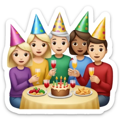 200 people eating at a family party sticker