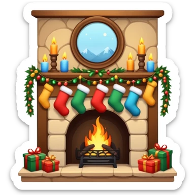 Cute Festive Fireplace sticker