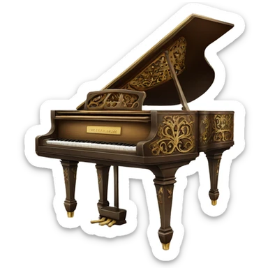 ornate upright piano sticker