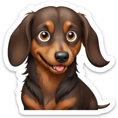 Black long-haired dachshund with some brown looking mad and growling sticker