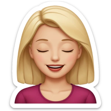 An emoji with lips out and eyes closed like holding ing a laugh sticker