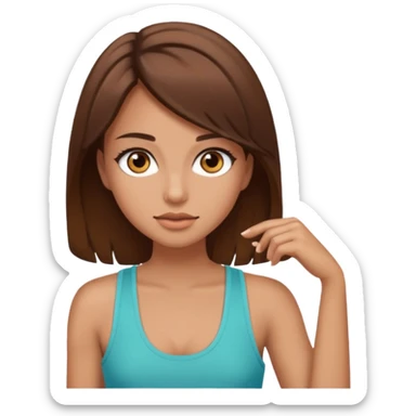 Girl with brown hair brown eyes lashes tank top sticker