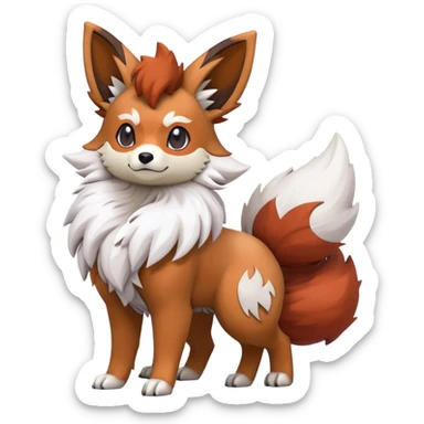 Lycanroc-Eevee-Vulpix-Fakémon-hybrid-creature (full body)  sticker