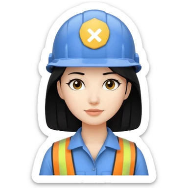 Ingeniera industrial casco blanco y cabello negro sticker