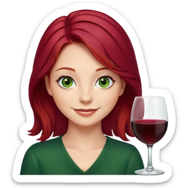 Wine red head girl with green eyes smiling sticker