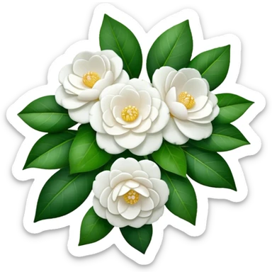 A bouquet of pure white camellias sticker
