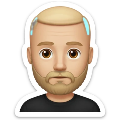 Bearded bald blonde man black shirt sticker