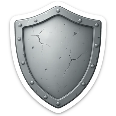 Create a matching silver shield in the style of the referenced helmet and previous platebody/platelegs/boots. Use a very light silver color, remove all gold and gems. The style is emoji style with a transparent background. sticker