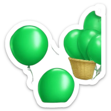 Inflatable green balloon with a green basket sticker