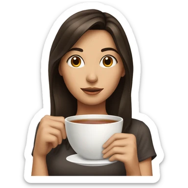 A brunette girl with cup of tea sticker