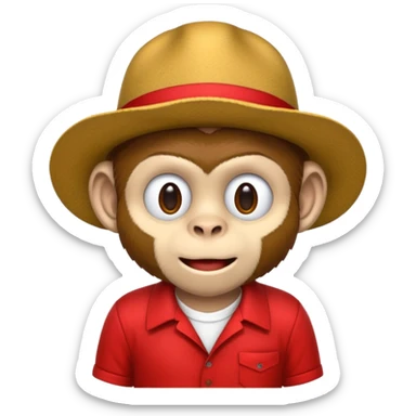 Macaco de camisa branca e boné vermelho sticker