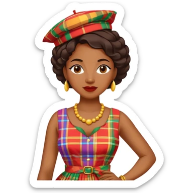 Femme Antillaise originaire de Martinique avec une robe en madras pas de couvre chef sticker