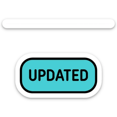 button with the word 'updated', modern, clear, visually distinct, suitable for UI sticker