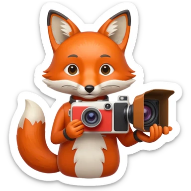 red fox white camera sticker