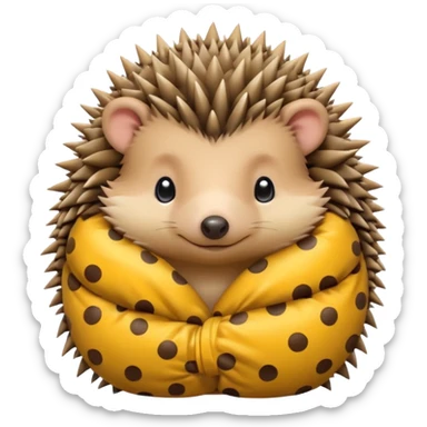 hedgehog in yellow pajama curled up sticker