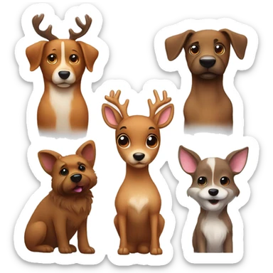 Cute rudi the deer next a cute furry brown dog sticker