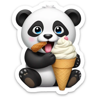 Panda eating ice cream sticker