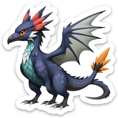 Spooky Nargacuga-Trico-Noibat-Noivern-Silvally-Pokémon-Fakémon-fusion (full body) sticker