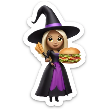 Barbie as a witch holding a sandwich and a scepter sticker
