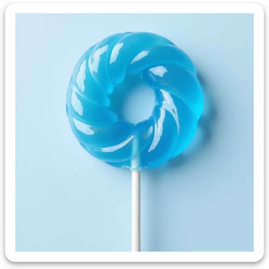 realistic blue translucent lollipop, photorealistic style, shiny surface sticker