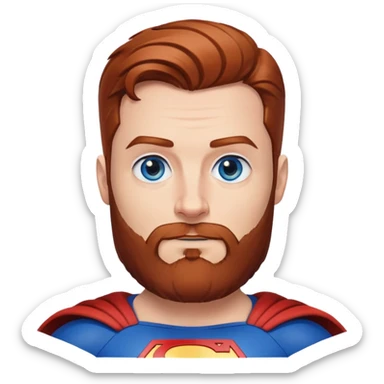 Flying superman with redish brownish hair, blue eyes no capacity full beard sticker