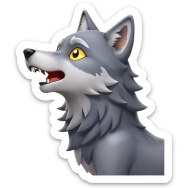 emoji of a howling wolf facing the moon, with its head tilted upward, simple cartoon style 🐺🌕 sticker