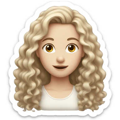Girl with pale skin and long brown curly hair  sticker