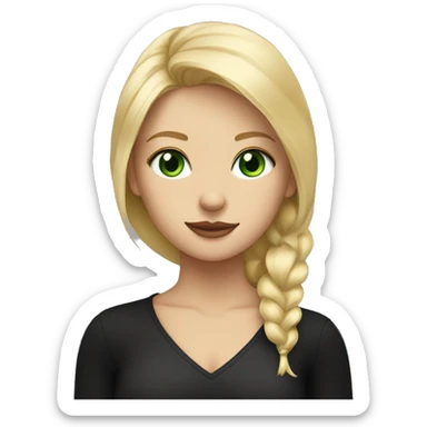 Blonde hair girl with black cat with green eyes sticker