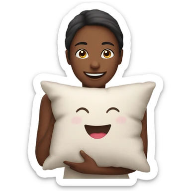 Happy girl holding her pillow sticker