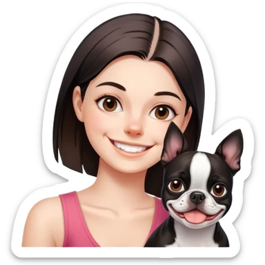 Boston Terrier smile girl  sticker