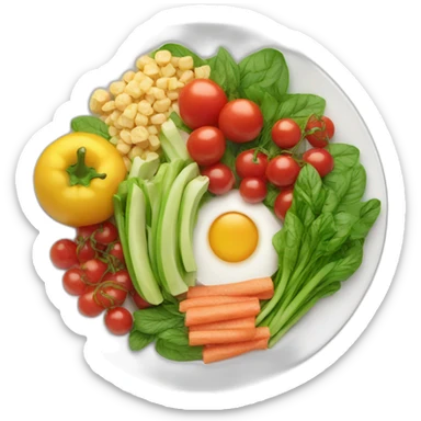 plate with healthy food on it sticker