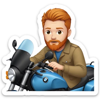 guy with ginger beard sitting in bmw with one eyebrow raised sticker
