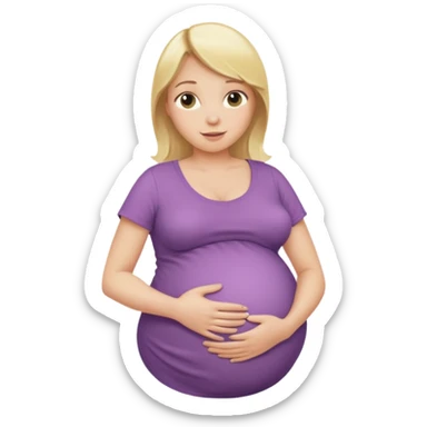 Blonde girl who is pregnant rubbing her belly  sticker