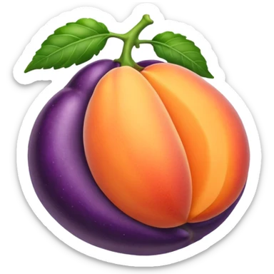 Peach sit on eggplant sticker