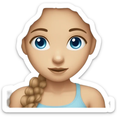 Blue eyed girl with brown hair sticker