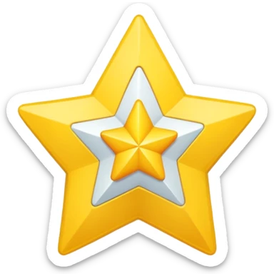 Centang berwarna putih berada di dalam bintang warma kuning sudutnya sepuluh sticker