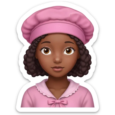 Black girl with pink bonnet teen sticker