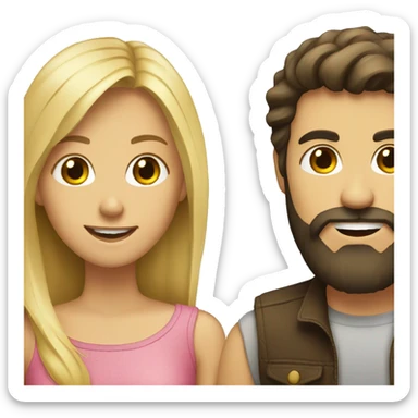 a blonde girl and a brunette bearded guy sticker