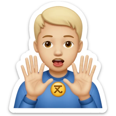 Person making the "fa" symbol with their hands. Their hand is close to their chest. And their head is tilted. While their tongue is sticking out on one side of their mouth. sticker