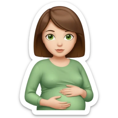 Pregnant woman: brown hair with bob style and green eyes sticker